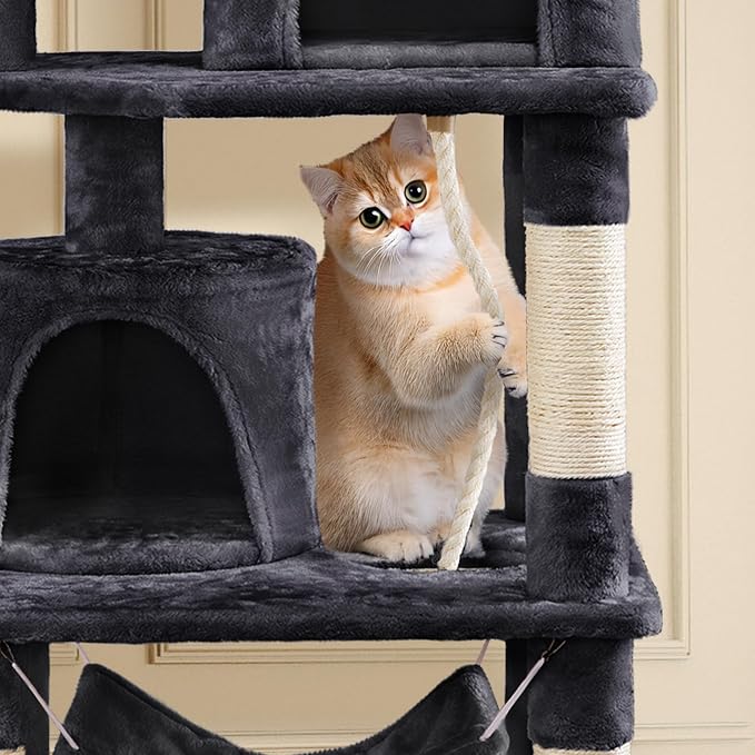 Topeakmart 62.2 inches Cat Tree, Cat Tower w/Double Condos, Scratching Posts & - Image 6