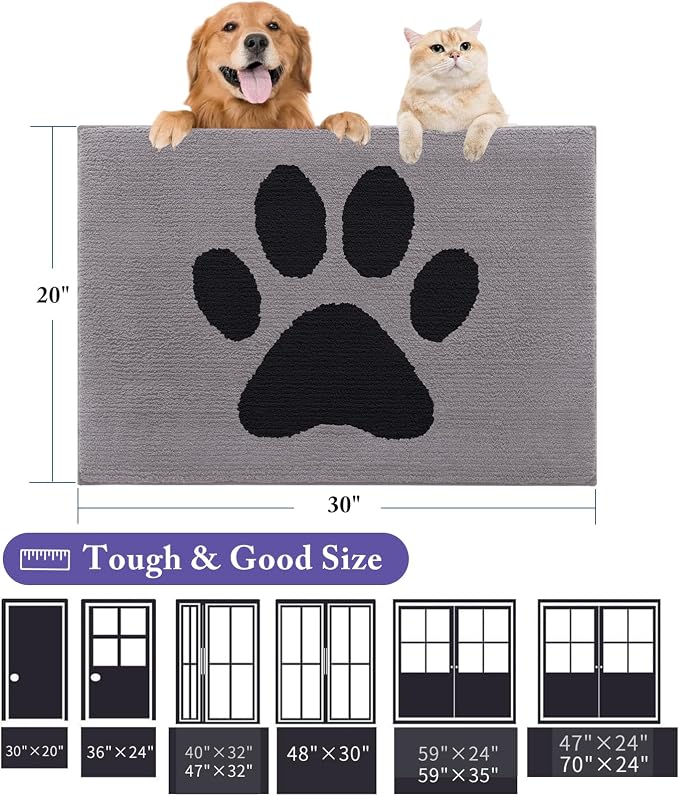 Buganda Dog Door Mat for Muddy Paws, Absorbent Dirt Trapper Non Slip Indoor - Image 2