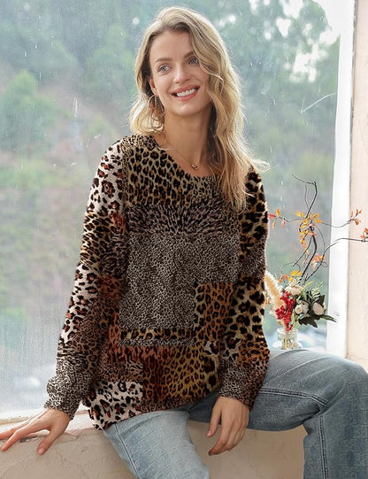 YESNO Women Christmas Sweater Graphic Printed Oversized Pullover Sweaters - Image 4