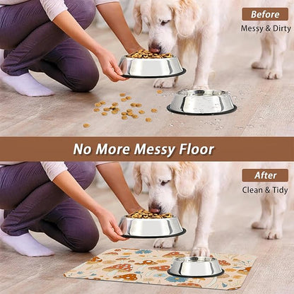 Cute Mushroom Flower Dog Cat Food Mat, Absorbent Pet Feeding Mat - Image 5