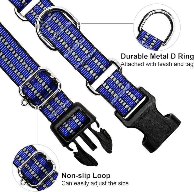 Martingale Dog Collar, Adjustable Nylon Reflective Collar - Image 3