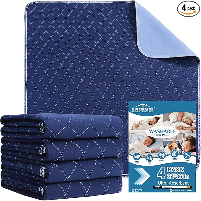 OUTCREATOR® Washable Bed Pads 34" x 36", Incontinence Mattress Protector by OUTCREATOR