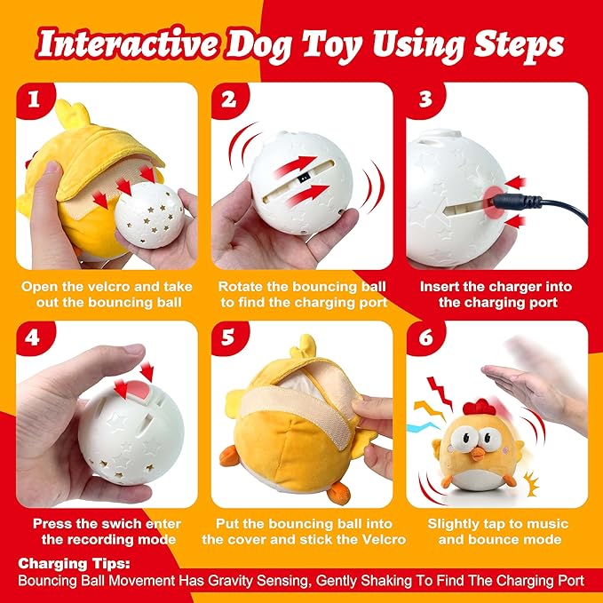 Interactive Dog Toys, Squeaky Moving Ball Toy - Image 7