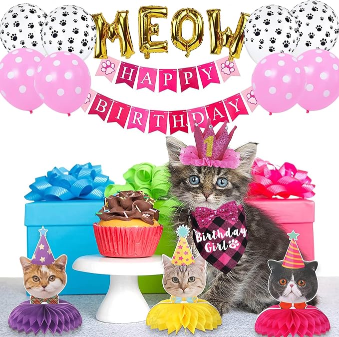 Cat Birthday Party Supplies, Cat Birthday Hat Crown - Image 7