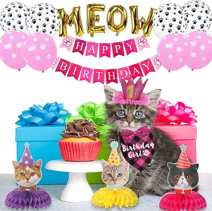 Cat Birthday Party Supplies, Cat Birthday Hat Crown - Image 7