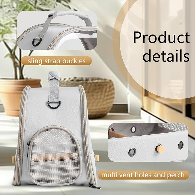 Bird Travel Carrier Cage, Portable Small Bird Parrot Parakeet Carrier - Image 3