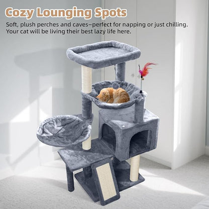 Cat Tree with Cat Condo and Two Hammocks, Cat Tree with Scratching Posts and - Image 3