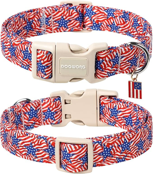DOGWONG American Flag Dog Collar, Patriotic Independence Day Dog Collar Soft - Image 2