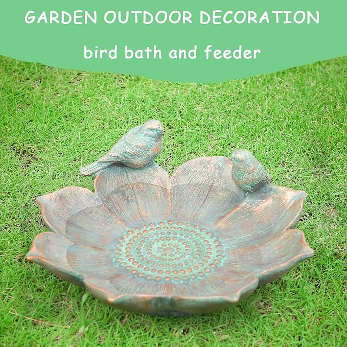 MUMTOP Bird Baths for Outdoors, Antique Outdoor Garden Bird Bath Resin Birdbath - Image 7