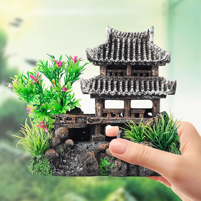 CousDUoBe 9Pcs Resin Castle Decorations Set，Realistic Fish Tank Castle - Image 7