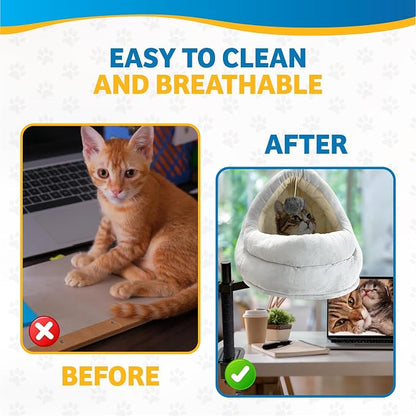 Cat Desk Bed with Scratching Post – Elevated Modern Perch - Image 2