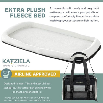 Katziela Deluxe Quilted Airline Approved Pet Dog & Cat Carrier - Image 4