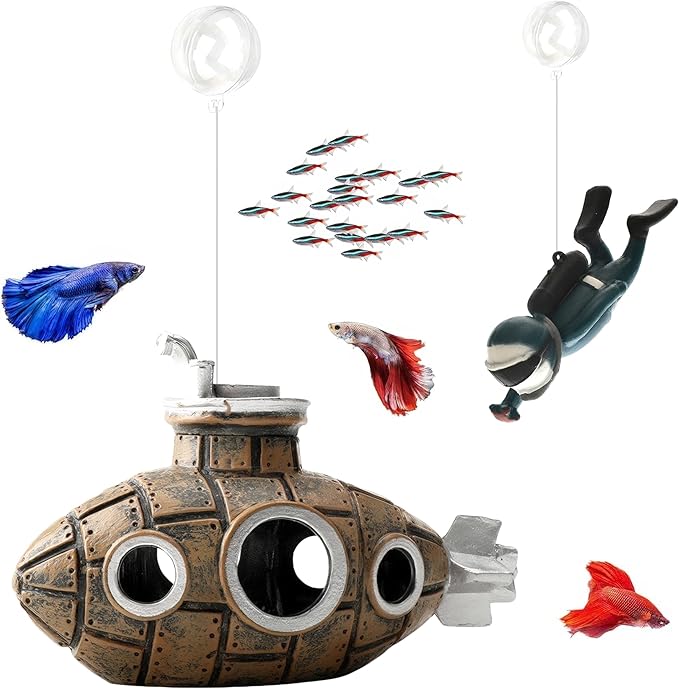Floating Fish Tank Decoration, LittleCute Retro Submarine AquariumDecoration by SUPTEC%C2%AE