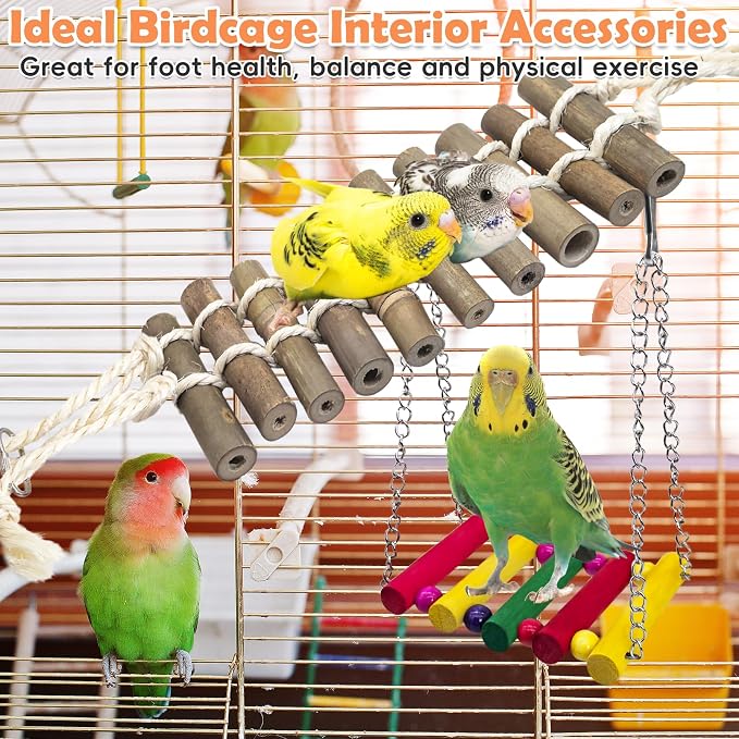 PINVNBY 2PCS Bird Ladder Bridge, Bamboo Bird Toys - Image 5