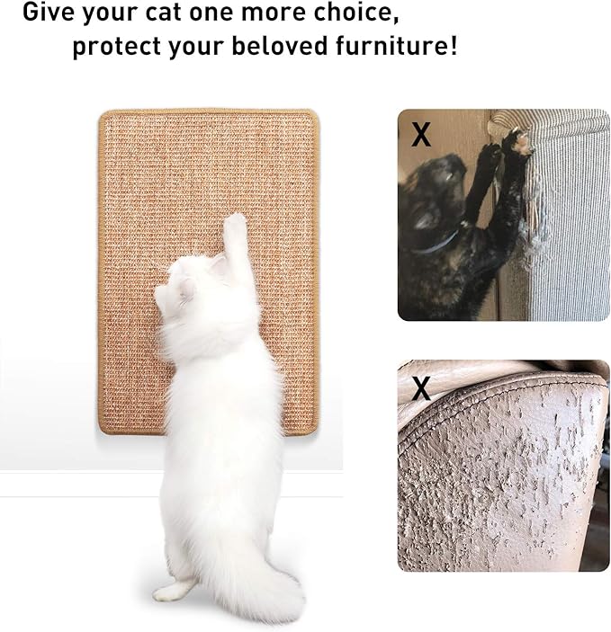 FUKUMARU Cat Scratcher Mat, 23.6 X 15.7 Inch Natural Sisal Cat Scratch Mats - Image 3