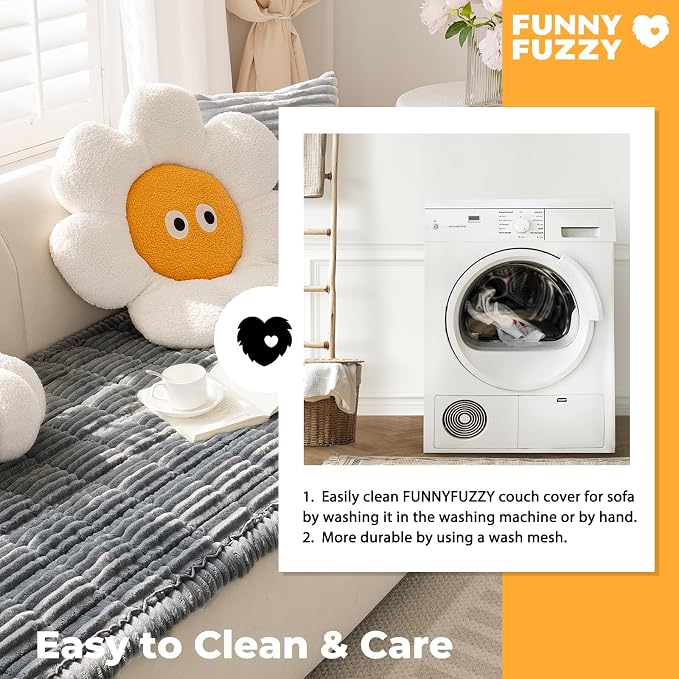 FUNNY FUZZY Pet Couch Covers for Sofa, Flannel Dog Couch Cover for Dogs Washable - Image 6