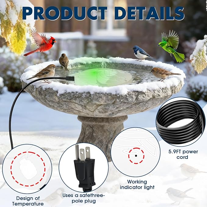 2 Pack Outdoors 100W Bird Bath Heater - Image 3