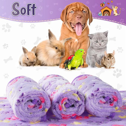 Tatuo 4 Pcs Dog Blanket for Pet Puppy Teething Toys Paw Print Fleece Blanket - Image 4