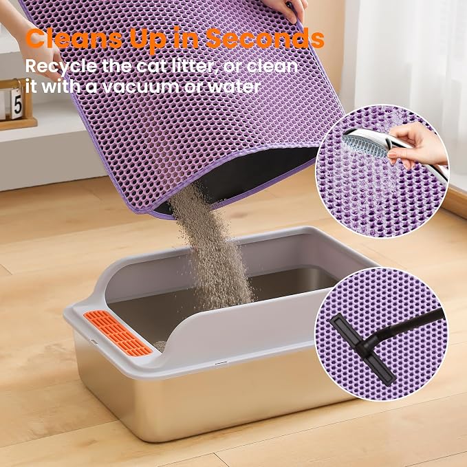 Small Cat Litter Mat, 20x14’’ Double Layer Honeycomb Cat Litter Box Mat - Image 5