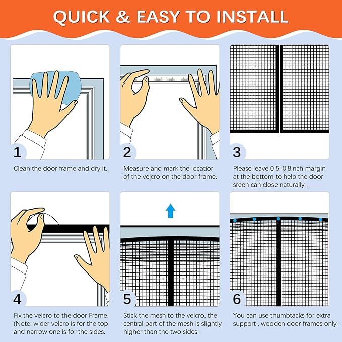 Fiberglass Magnetic Screen Door Fit Door Size 30 x 80 in- Heavy Duty Fiberglass - Image 6