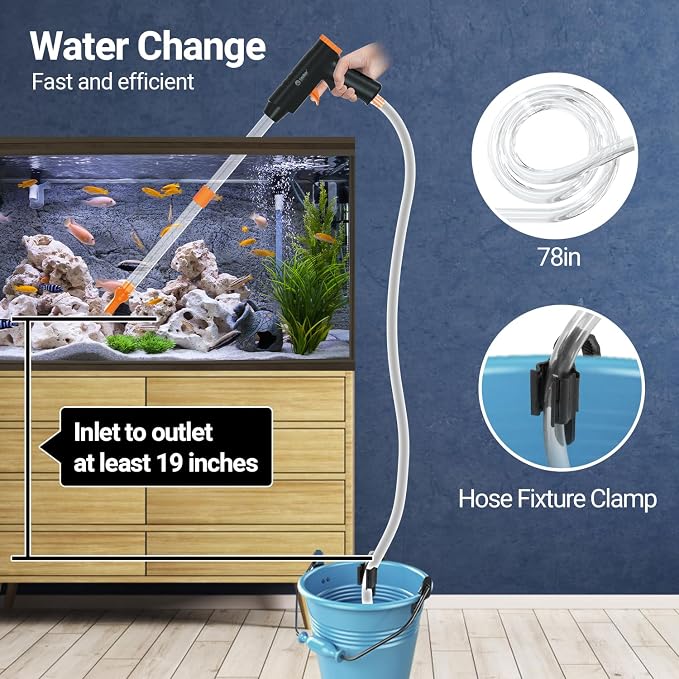 Manual Aquarium Gravel Cleaner, 132GPH Fish Tank Siphon Vacuum Cleaner - Image 4