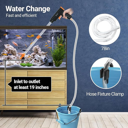 Manual Aquarium Gravel Cleaner, 132GPH Fish Tank Siphon Vacuum Cleaner - Image 4