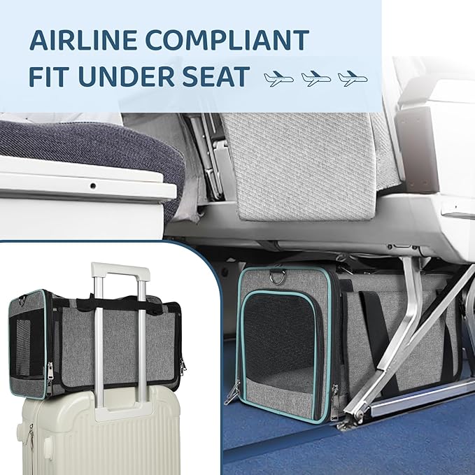 Cat Carrier American, Delta Airline Approved/Soft-Sided Pet Travel Bag - Image 4
