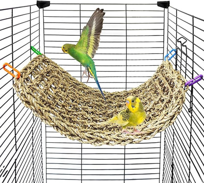 Bird Seagrass Mat 16 × 7" Parrot Natural Grass Woven Net Hammock Parakeet by Hamiledyi