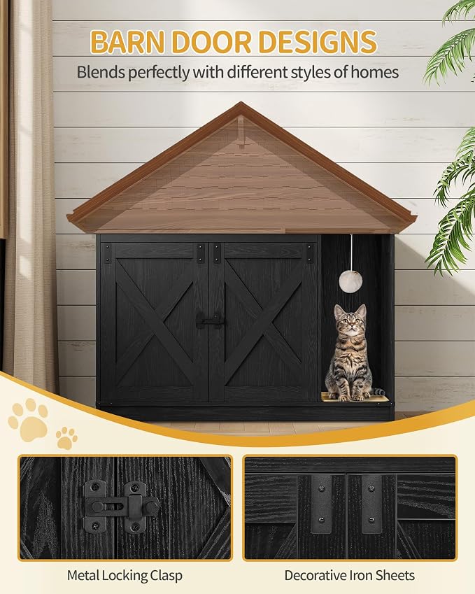 Cat Litter Box Enclosure, Hidden Litter Box Cabinet Furniture - Image 6
