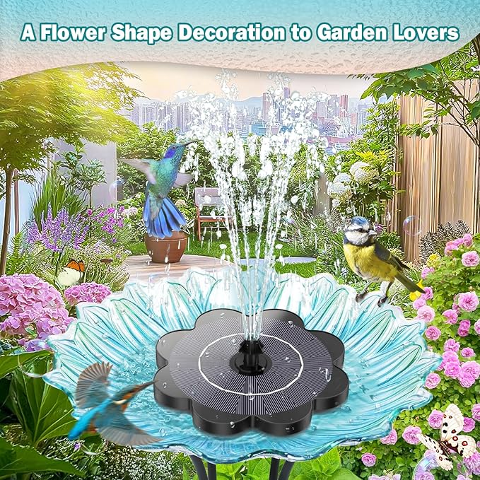Yzert Solar Fountain Flower Shape-No Battery, Glass 3.5W Solar Water Fountain - Image 2