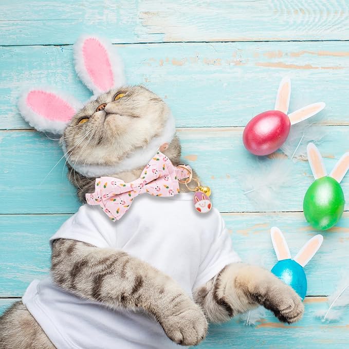 Faygarsle 2 Pack Easter Day Cat Collar Cute Rabbit Easter Eggs Printed Collar - Image 6