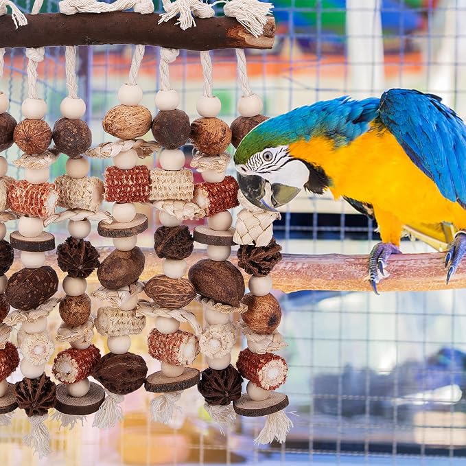 Deloky Extra Large Parrot Toy-Natural Wooden Chewing Tearing Toy - Image 7