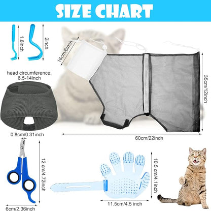 Patelai 5 Pcs Cat Bathing Bag Set Cat Grooming Bag Adjustable Pet Shower Net - Image 5