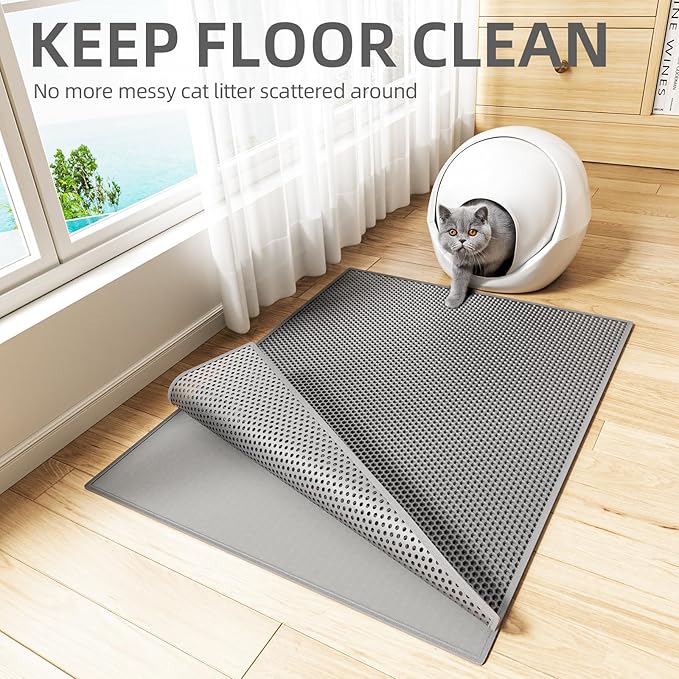 ESTHELLO Cat Litter Mat Large, Cat Litter Trapping Mat, Honeycomb Double Layer - Image 7