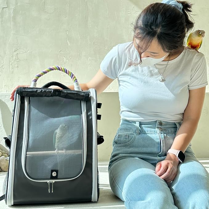 Birds Day Bird Carrier Backpack-Parrot Travel Cage - Image 9