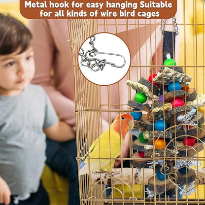 PINVNBY Bird Toys Parrot Toys, Natural Wood Bird Chewing Toys, Parakeet Hanging - Image 6