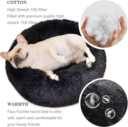 Calming Donut Dogs Beds for Small Dogs Washable, 23inch Plush Round Pet Bed for - Image 4