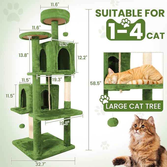 58.5inch Large Cat Tree Tower Condo - Image 2