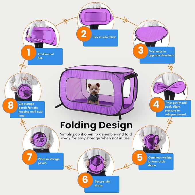 Beatrice Home Fashions Portable, Collapsible, Pop Up Kennel Travel Cat and Dog - Image 5