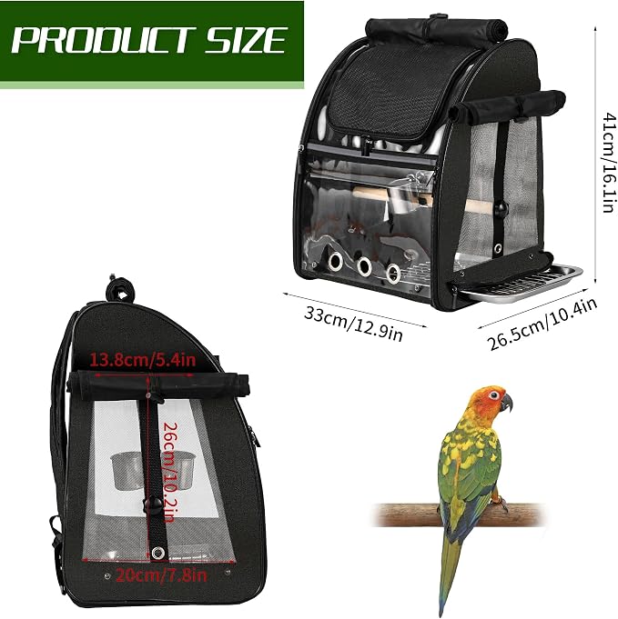 SUERTREE Bird Carrier Bag with Indestructible Stainless Steel Mesh, Bird Travel - Image 6