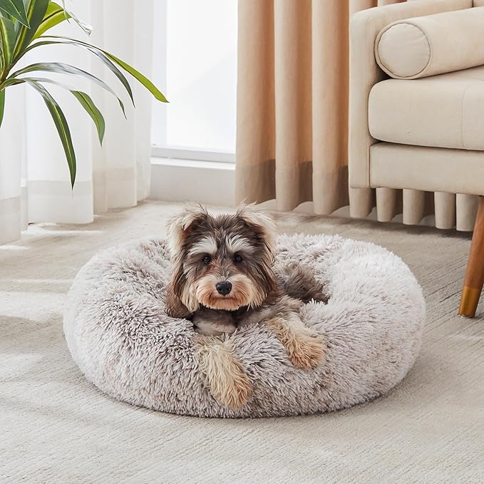 WESTERN HOME WH Calming Dog & Cat Donut Cuddler, Anti-Anxiety Warming Cozy Soft by WESTERNHOME