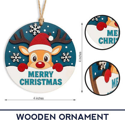 Merry Christmas Ornament, Funny Rustic Christmas Ornament, Cute Reindeer - Image 5