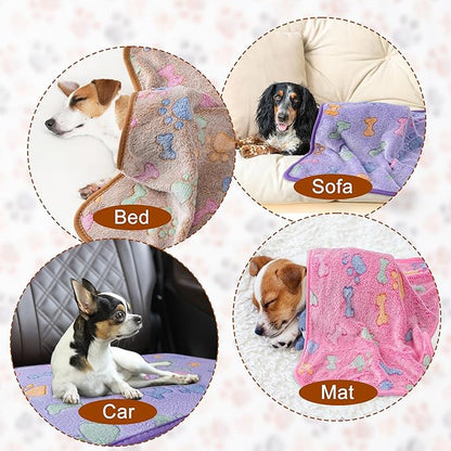 1 Pack 3 Blankets Super Soft Fluffy Premium Fleece Pet Blanket Flannel Paw - Image 4