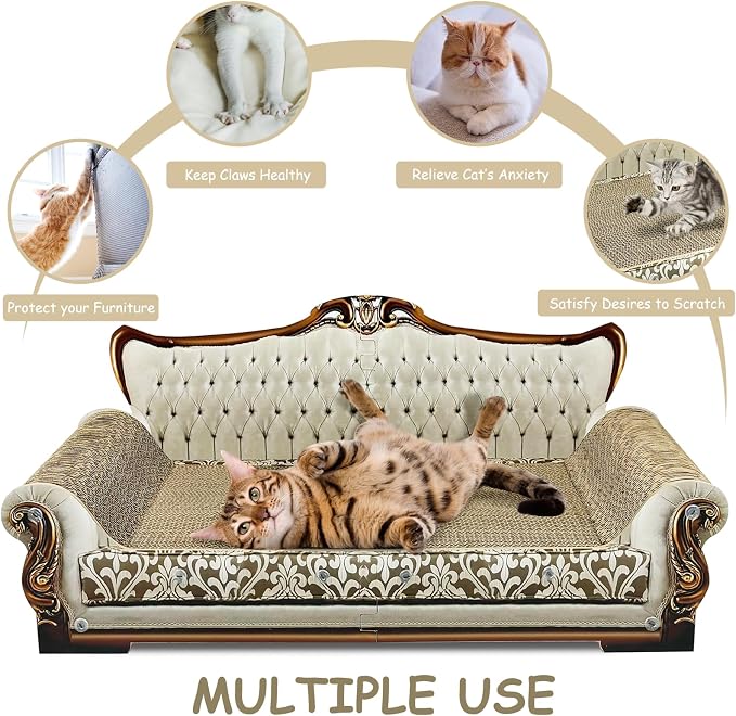 Luxury Cardboard Cat Scratcher Sofa Bed, Couch Shaped Scratching Board - Image 4