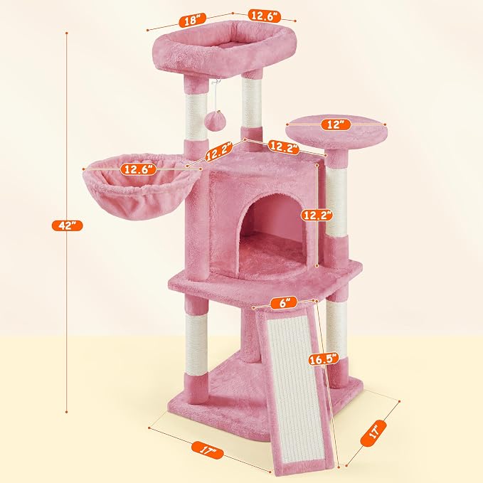 Yaheetech Cat Tree, 42in Play Tower - Image 3