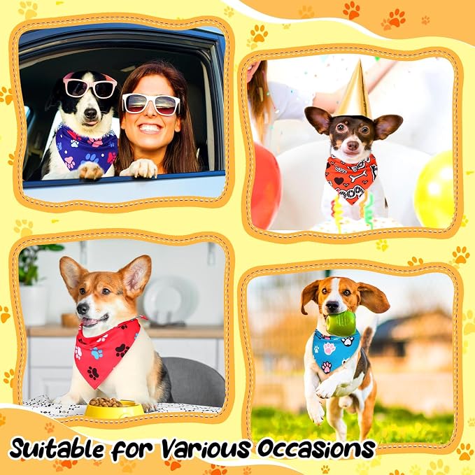 Reginary 120 Packs Dog Bandanas Bulk Christmas Dog Paw Scarf Adjustable Holiday - Image 4