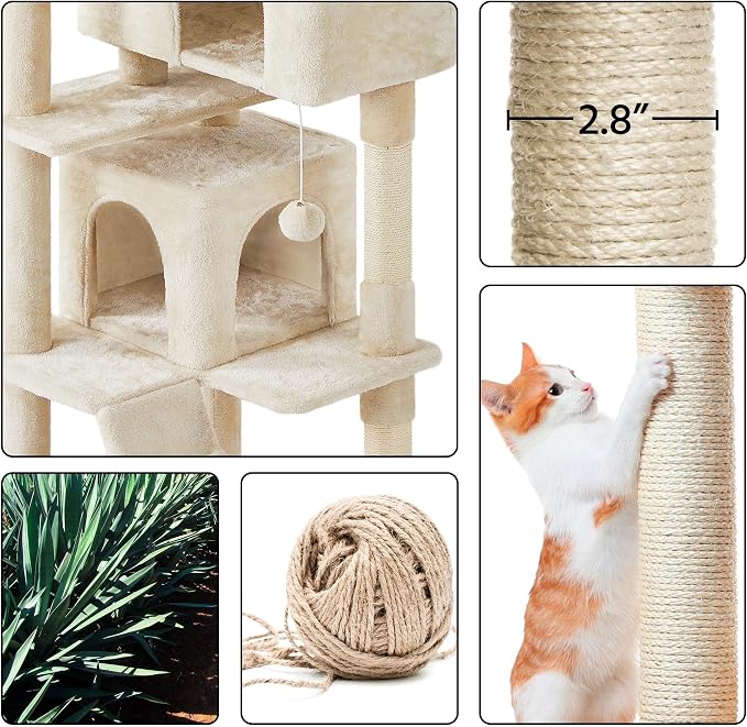 Yaheetech 70in Multi-Level Cat Tree Tall Cat Tower Cat Furniture - Image 8