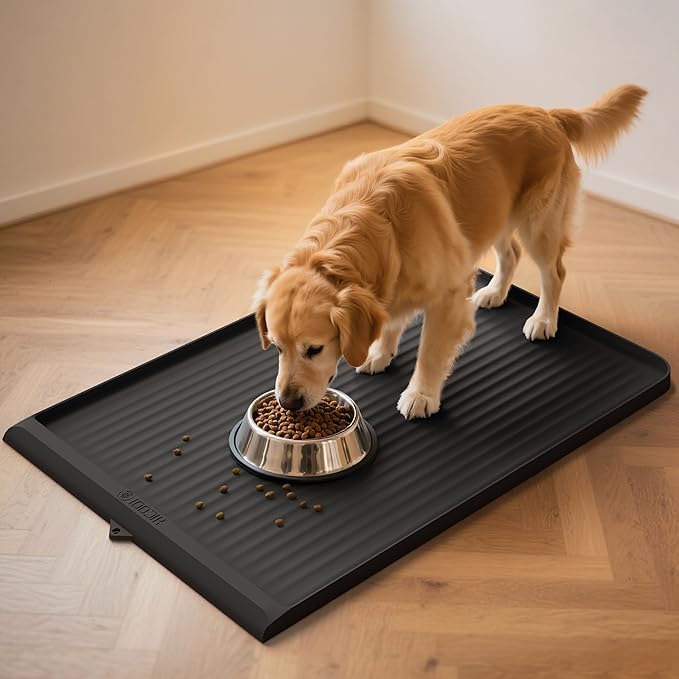 Dog Food Mat 36"x24", Waterproof Pet Feeding Mat by HICOOI