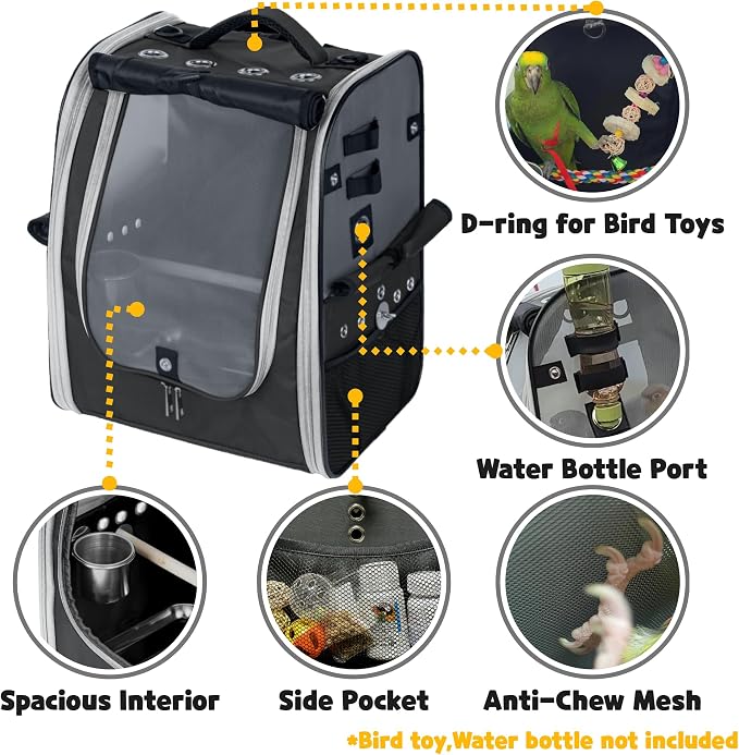 Birds Day Bird Carrier Backpack-Parrot Travel Cage - Image 6