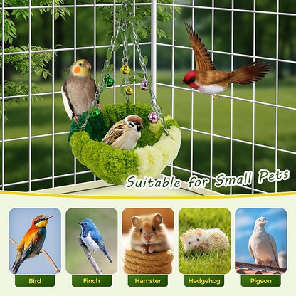 Bird Nest with Bell for Cage, Plush Hanging Bird Bed for Parakeet Indoor & - Image 7